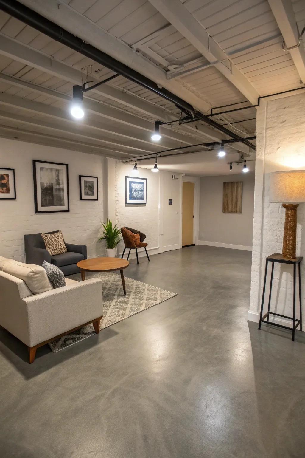 Painted cement offers a smooth, moderate see for cellars.