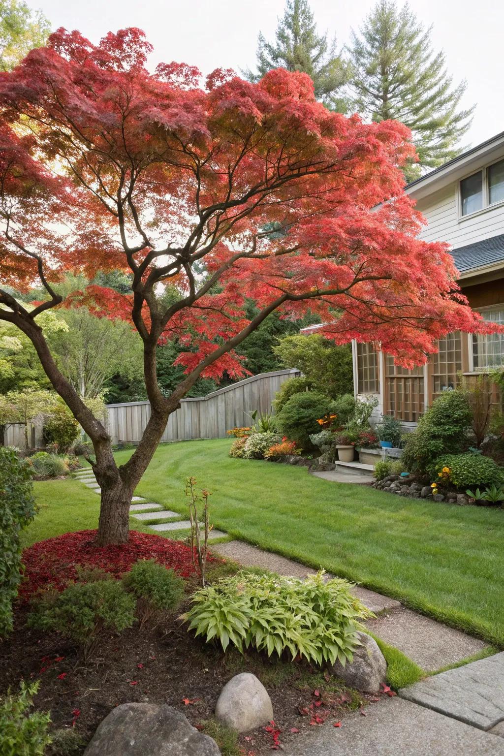 Crimson Canopy adds a stunning focal point.