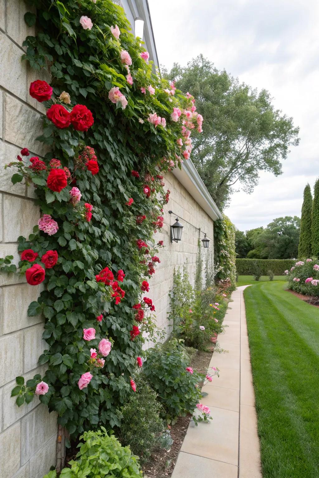 Upright plantings optimize area and aesthetic value.