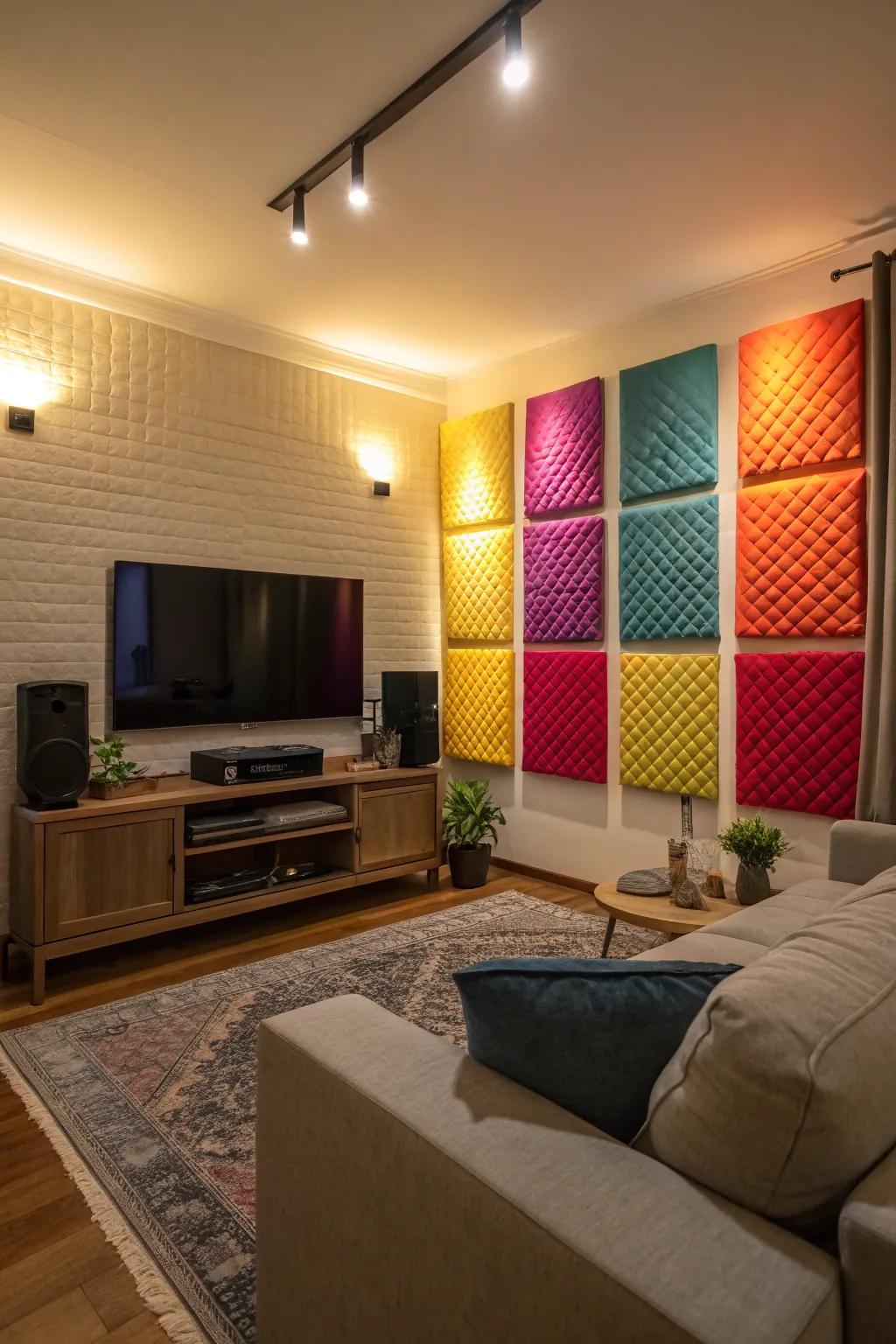 Acoustic panels act as both art and sound enhancers.