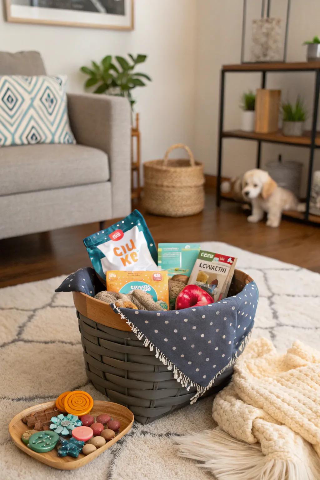 Delight pets and owners alike with this pet lover's basket.