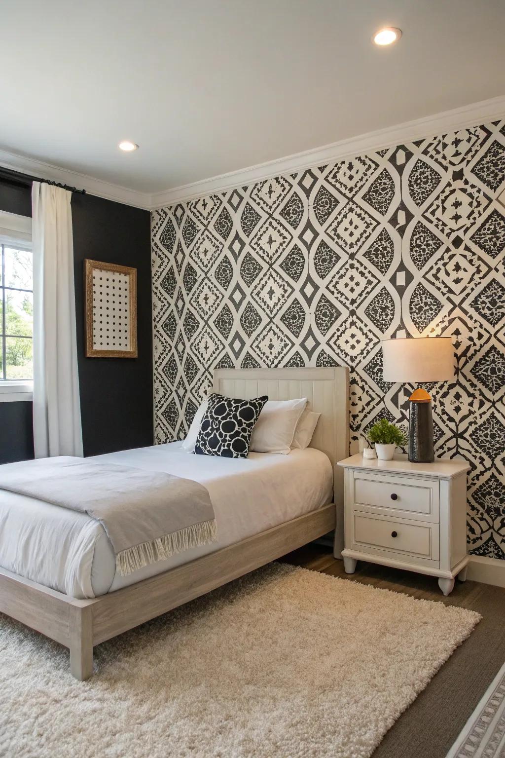 A contemporary duo-tone theme creates a serene and stylish retreat.