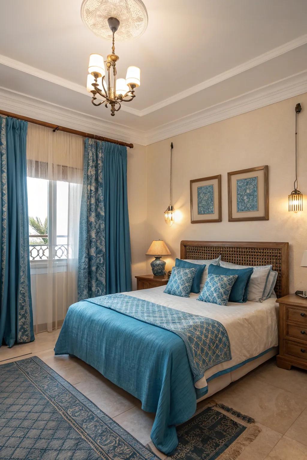 Blue as a highlight adds a pop of color to the room.