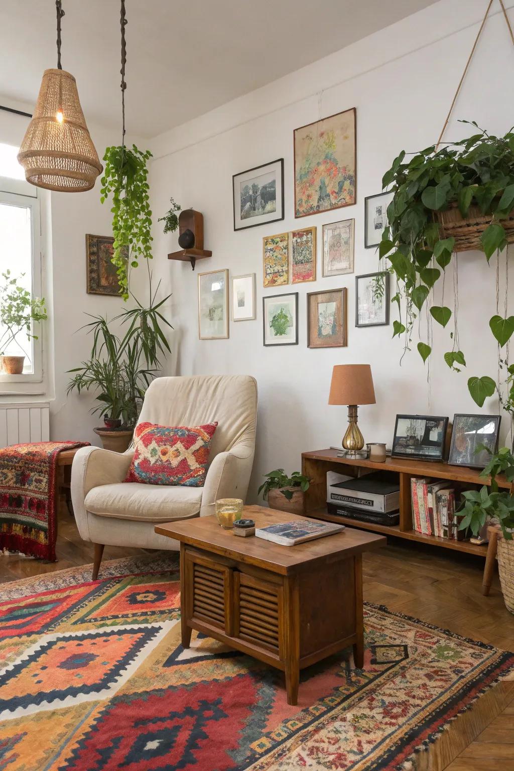 Vintage and modern pieces blend to create a unique boho look.