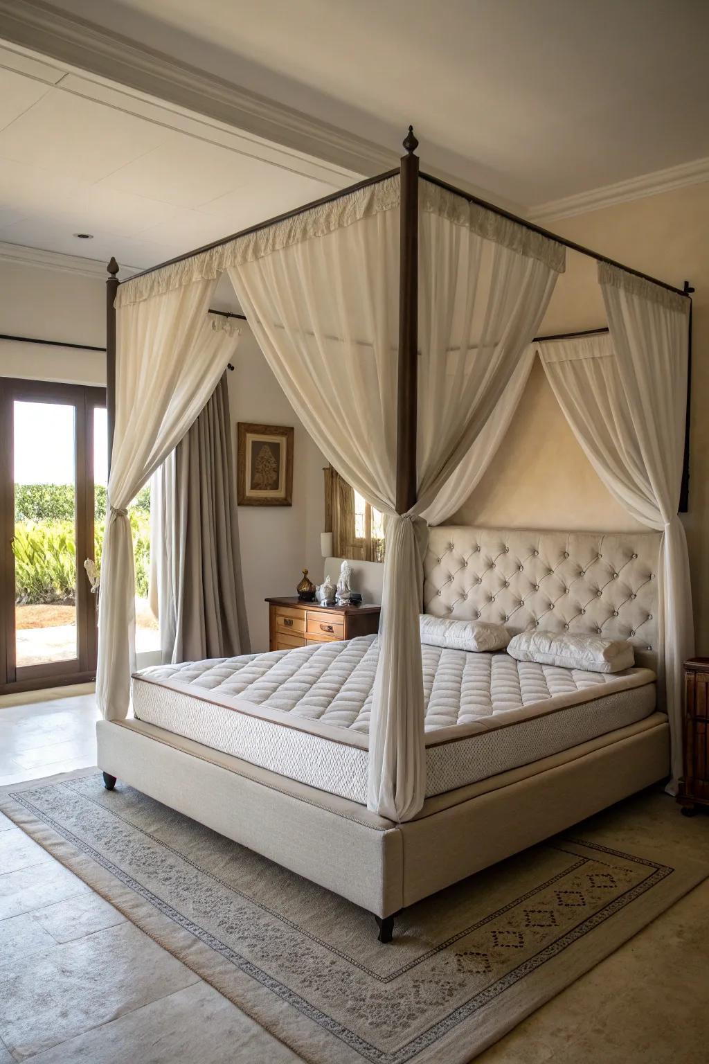 A canopy brings drama and style to your bed.