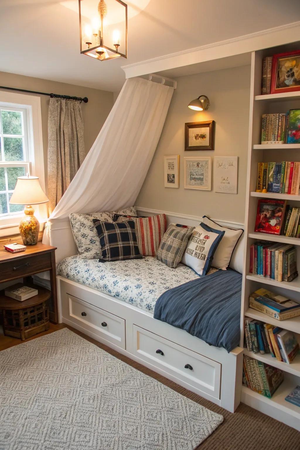 Encourage a love for reading with a thoughtfully designed daybed nook.