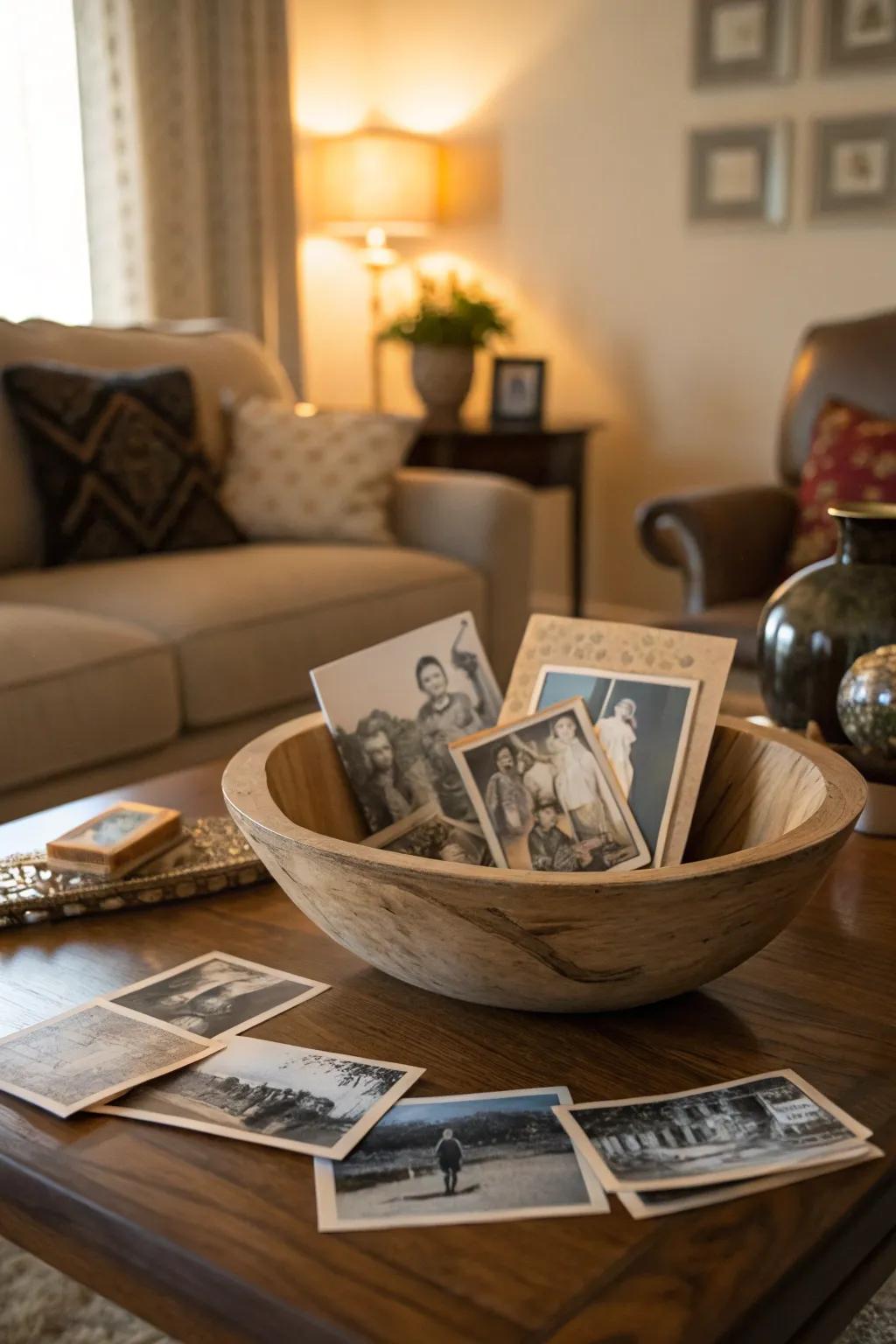 A sentimental display through retro family photographs