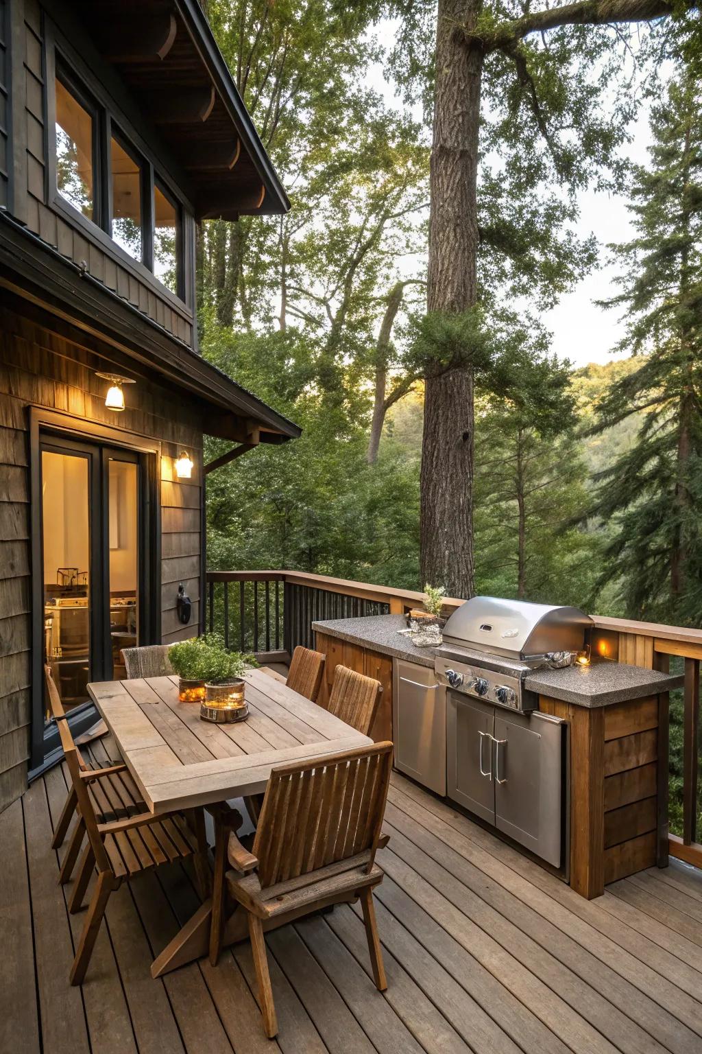 An outdoor kitchen elevating the deck experience.