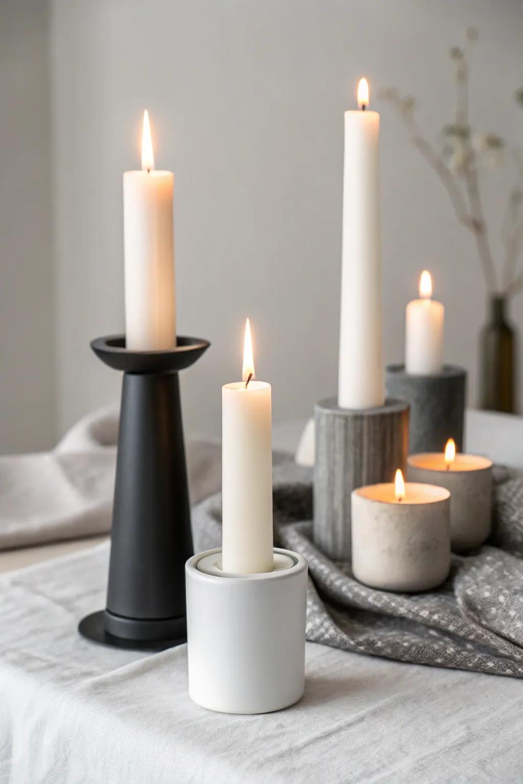 A clean and modern simple candle arrangement.