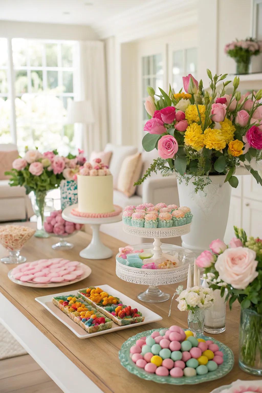 A sweet outdoor party candy buffet.