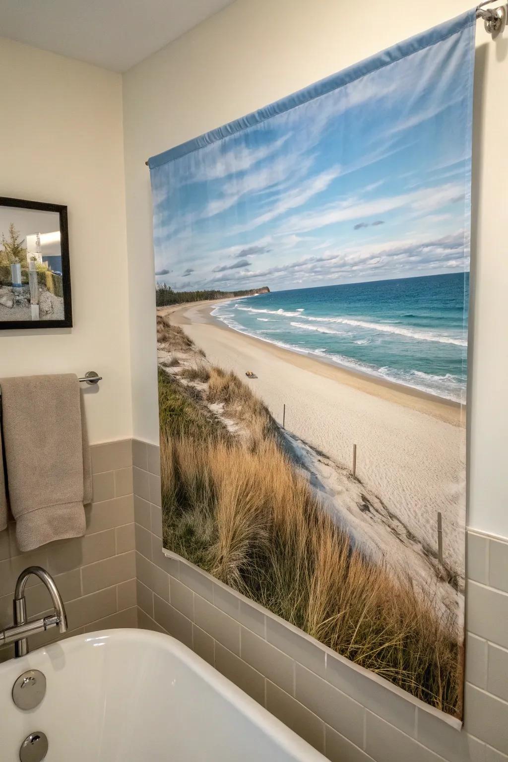 Coastal canvas in a tranquil bathroom