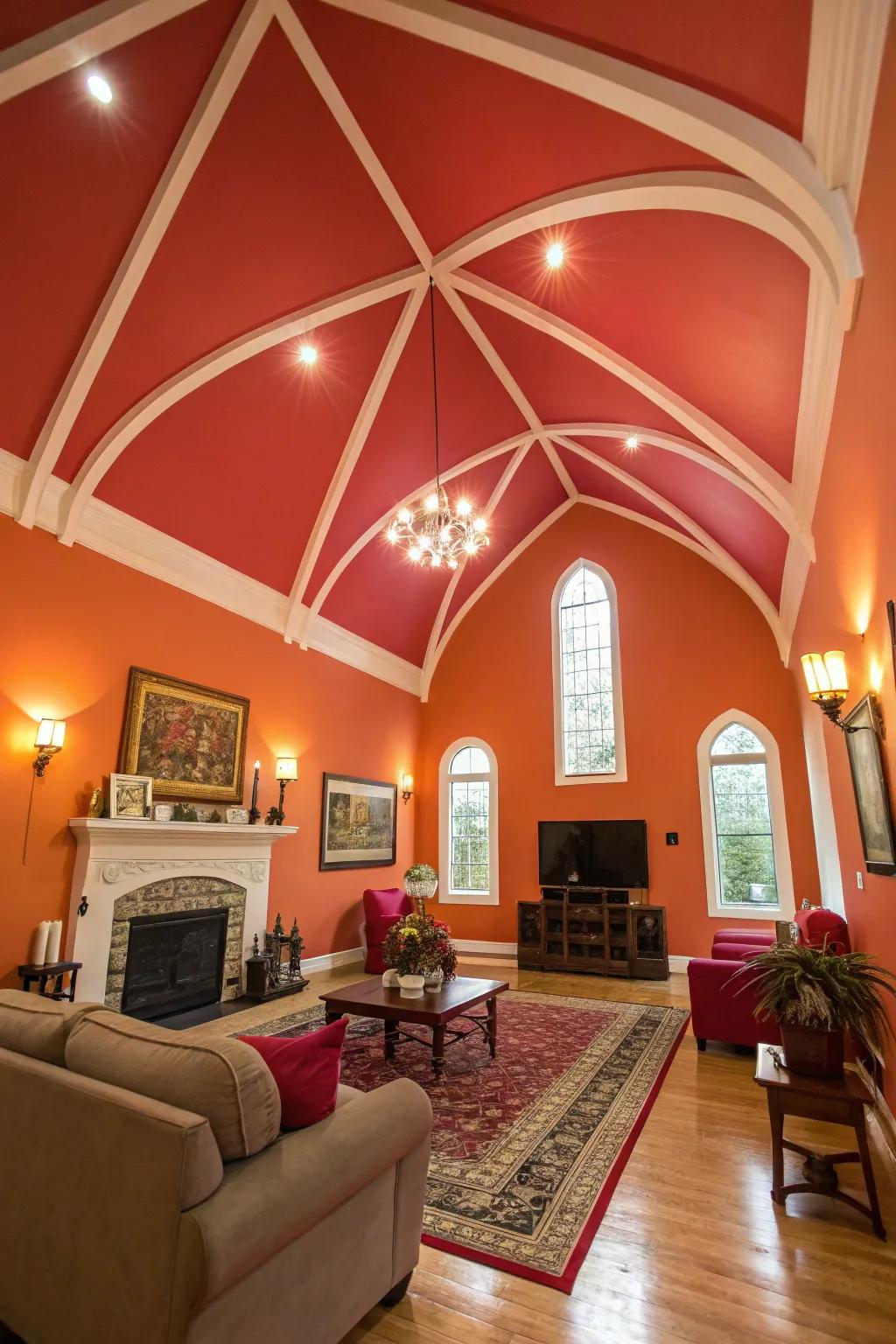A daring ceiling shade injects a surprising and unique touch.