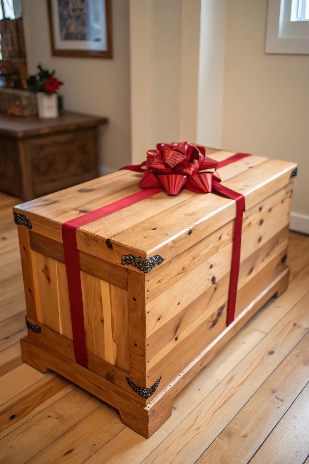 An antique storage chest makes a distinct and cherished present for cherished individuals.