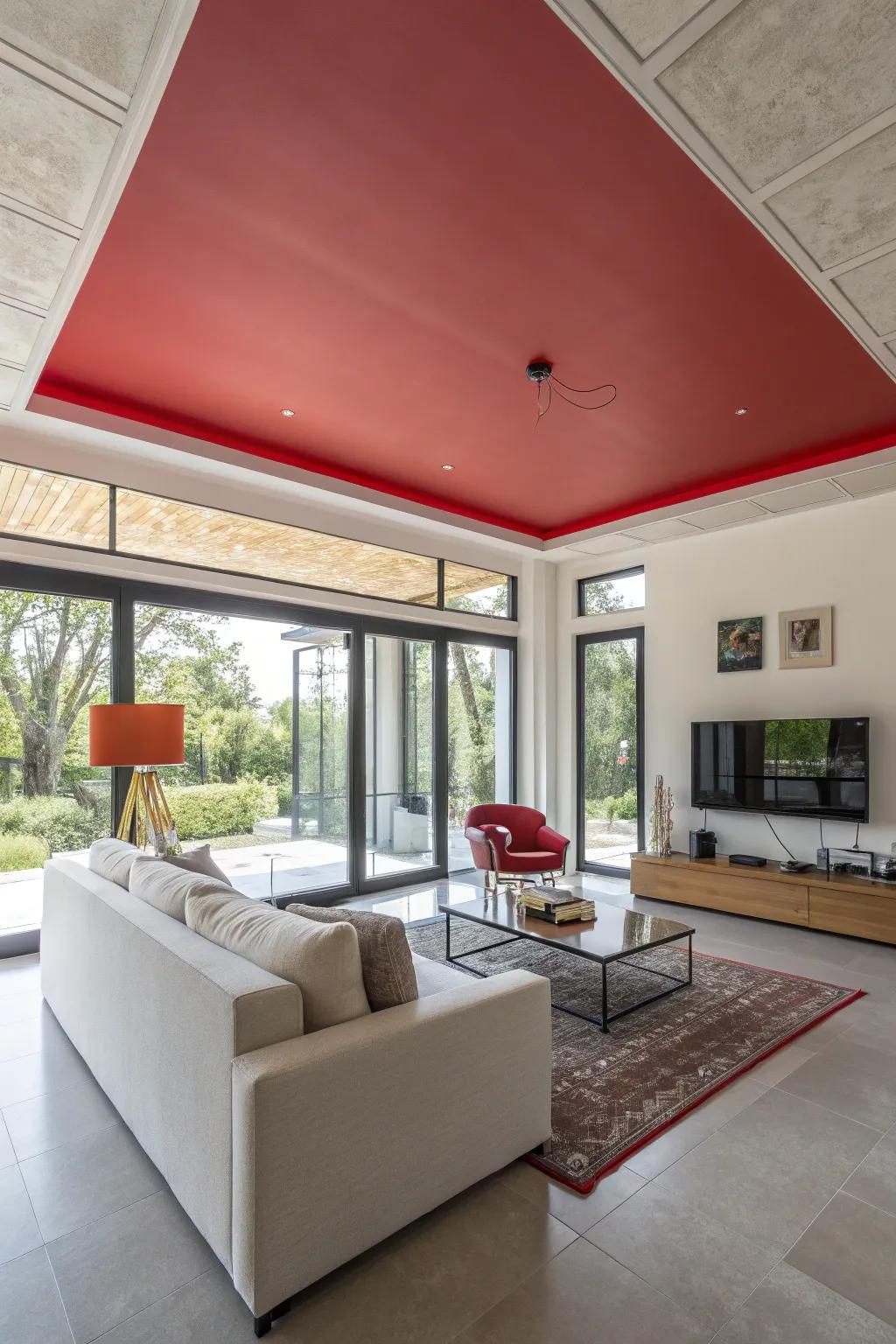 Add personality with a highlighted accent color ceiling.