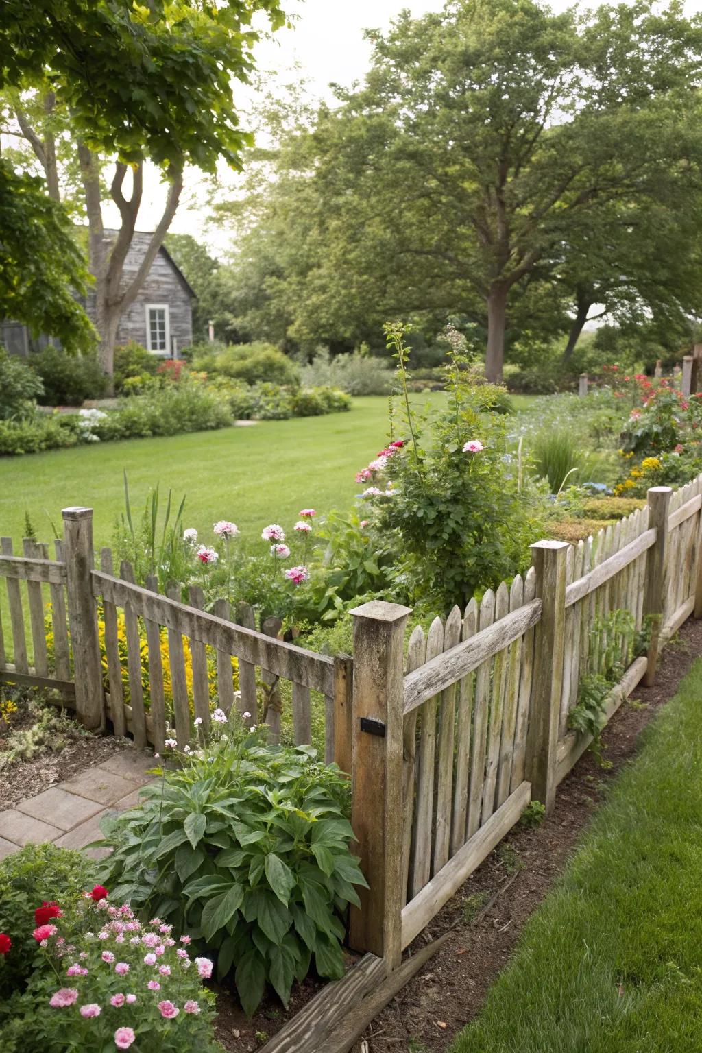 Basic fencing contributes character without dominating the space.