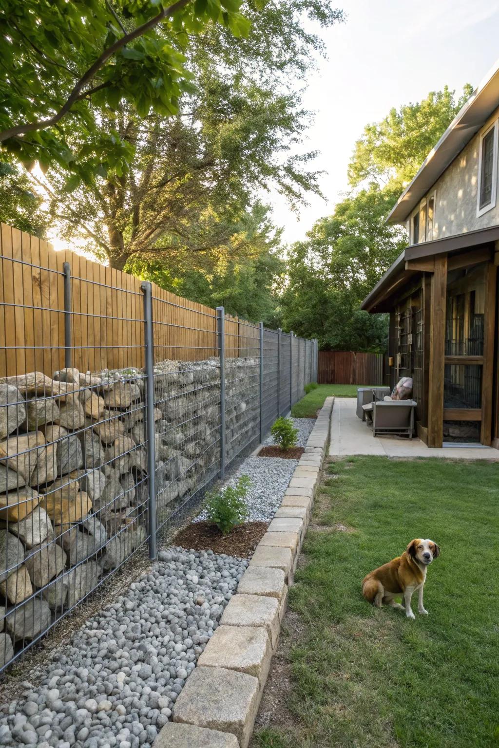 Gabion walls furnish a distinctive and robust barrier option.