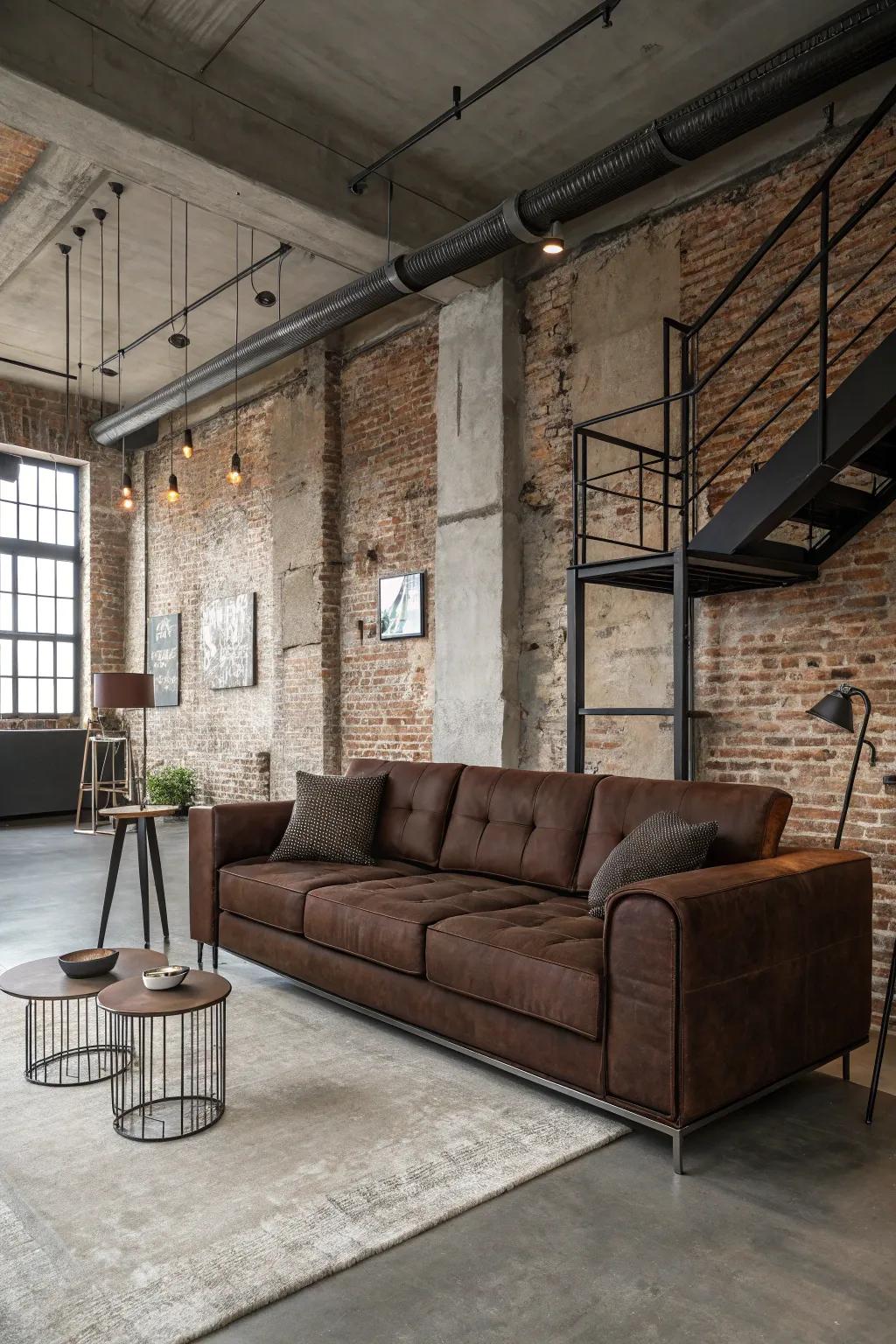 A factory style meets cocoa warmth for a stylish contrast.
