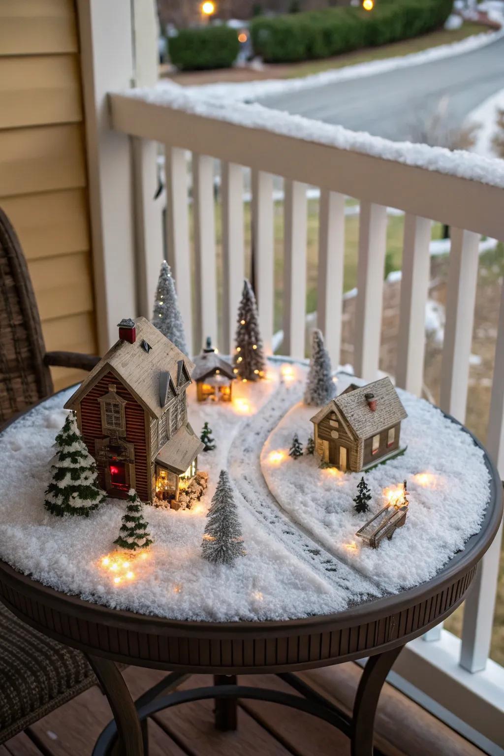 A miniature scene introduces charm and playfulness.