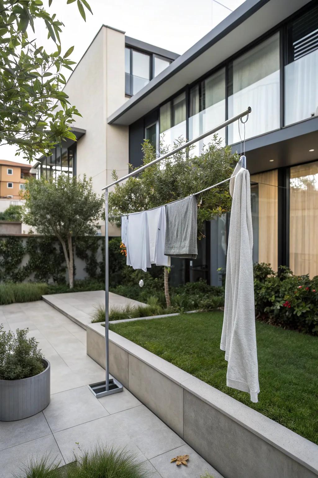 Simplicity at its best: a contemporary minimalist clothesline.