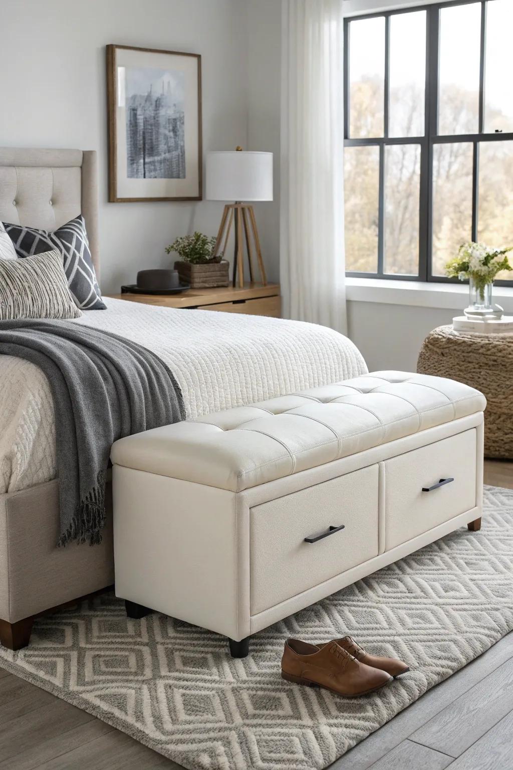 Storage benches offer dual function and style.