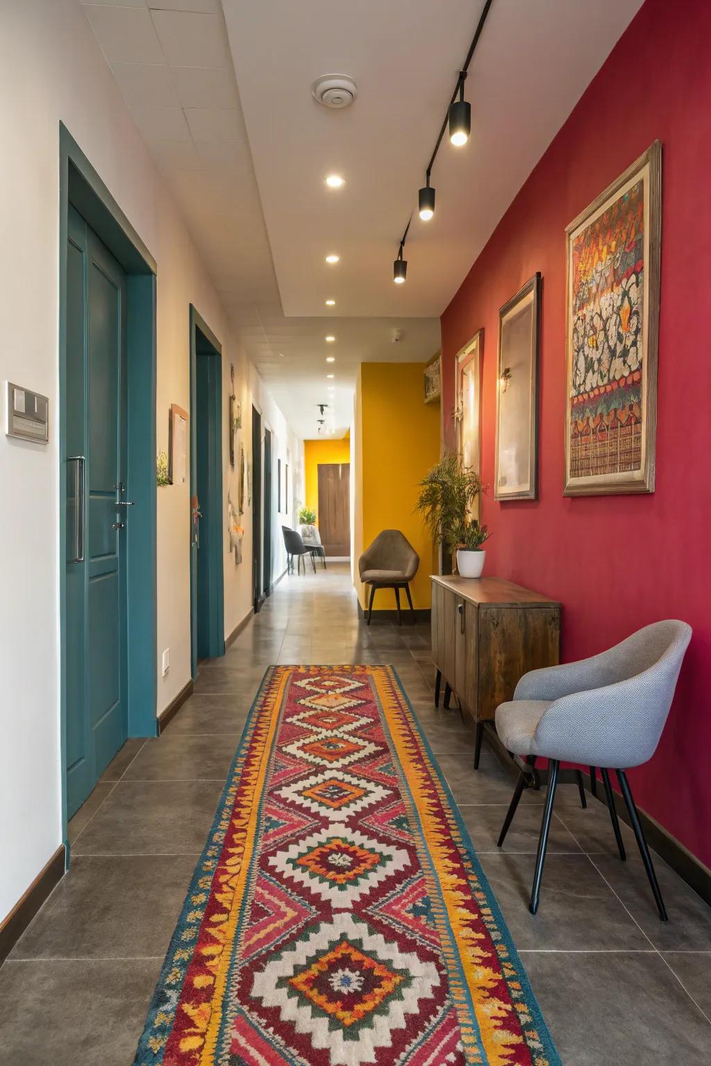 A colorful runner can add warmth and style to your hallway.