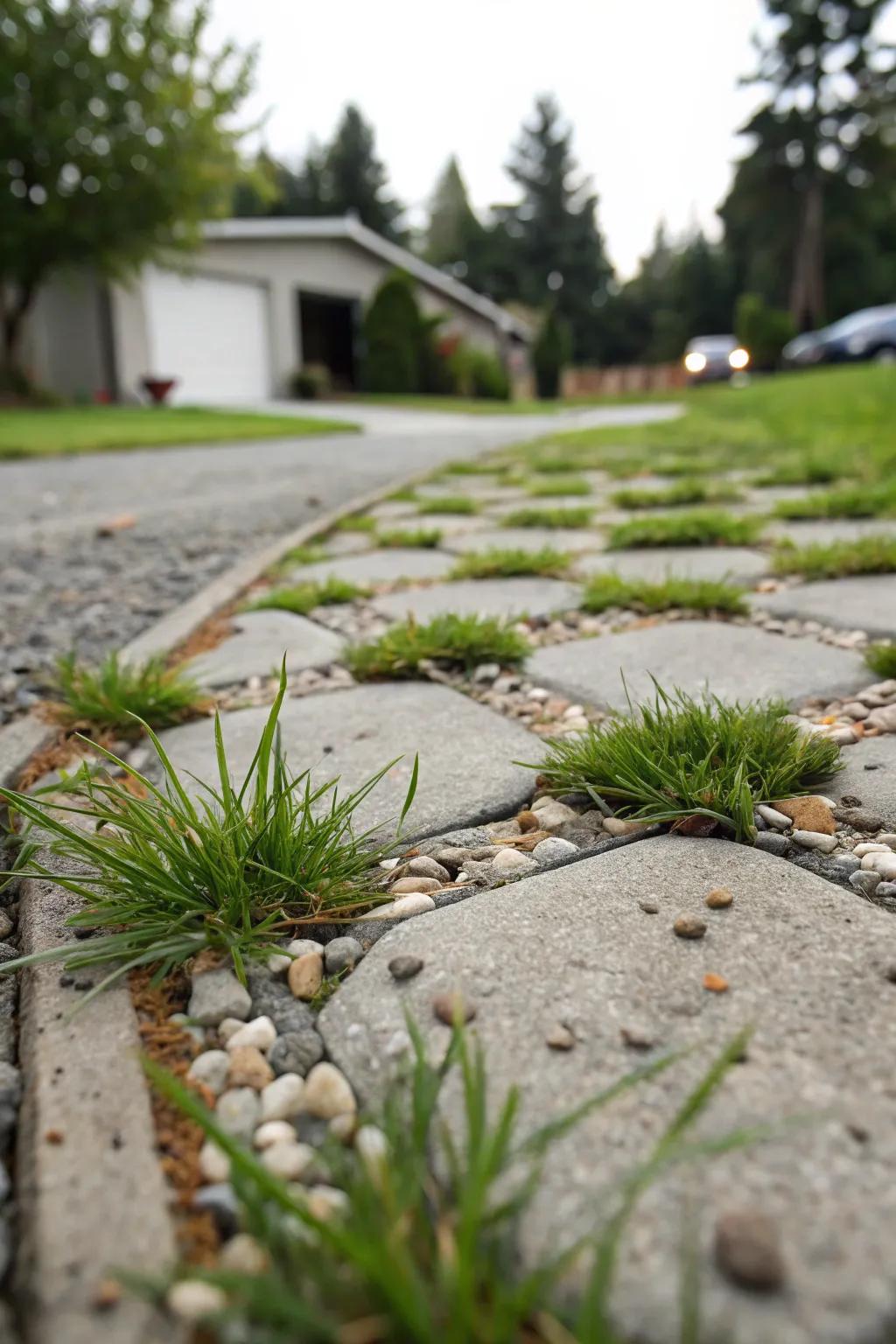 A permeable driveway layout blending sustainability with style.