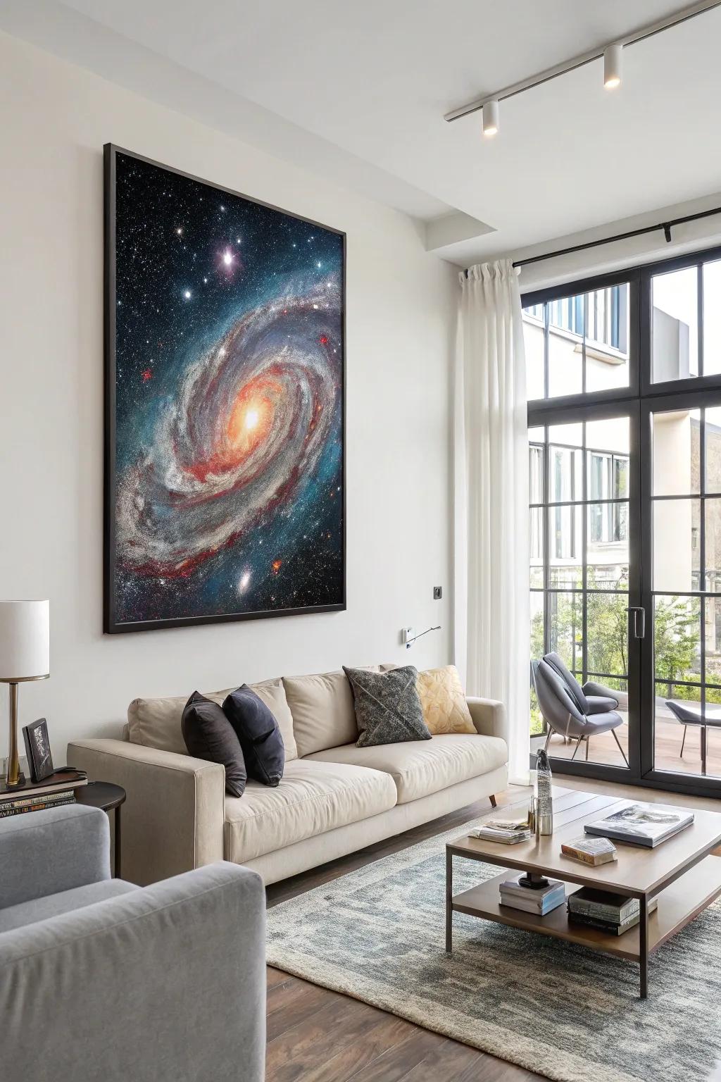 A galaxy painting infuses your space with wonder and cosmic charm.
