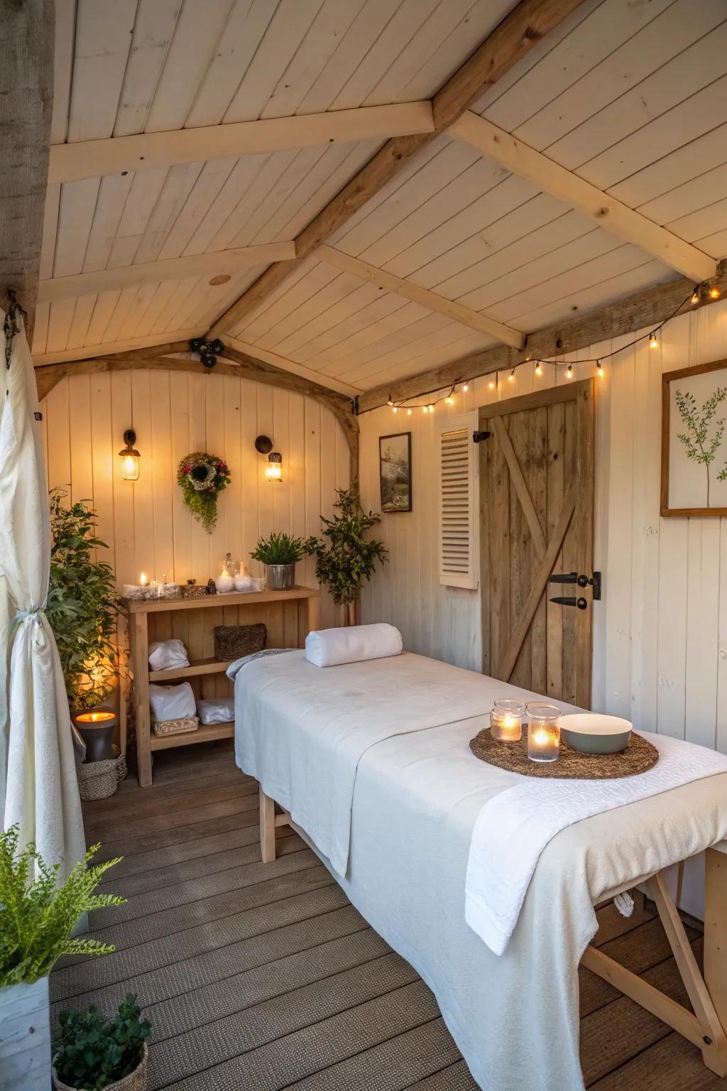 Indulge in relaxation with a shed spa getaway.