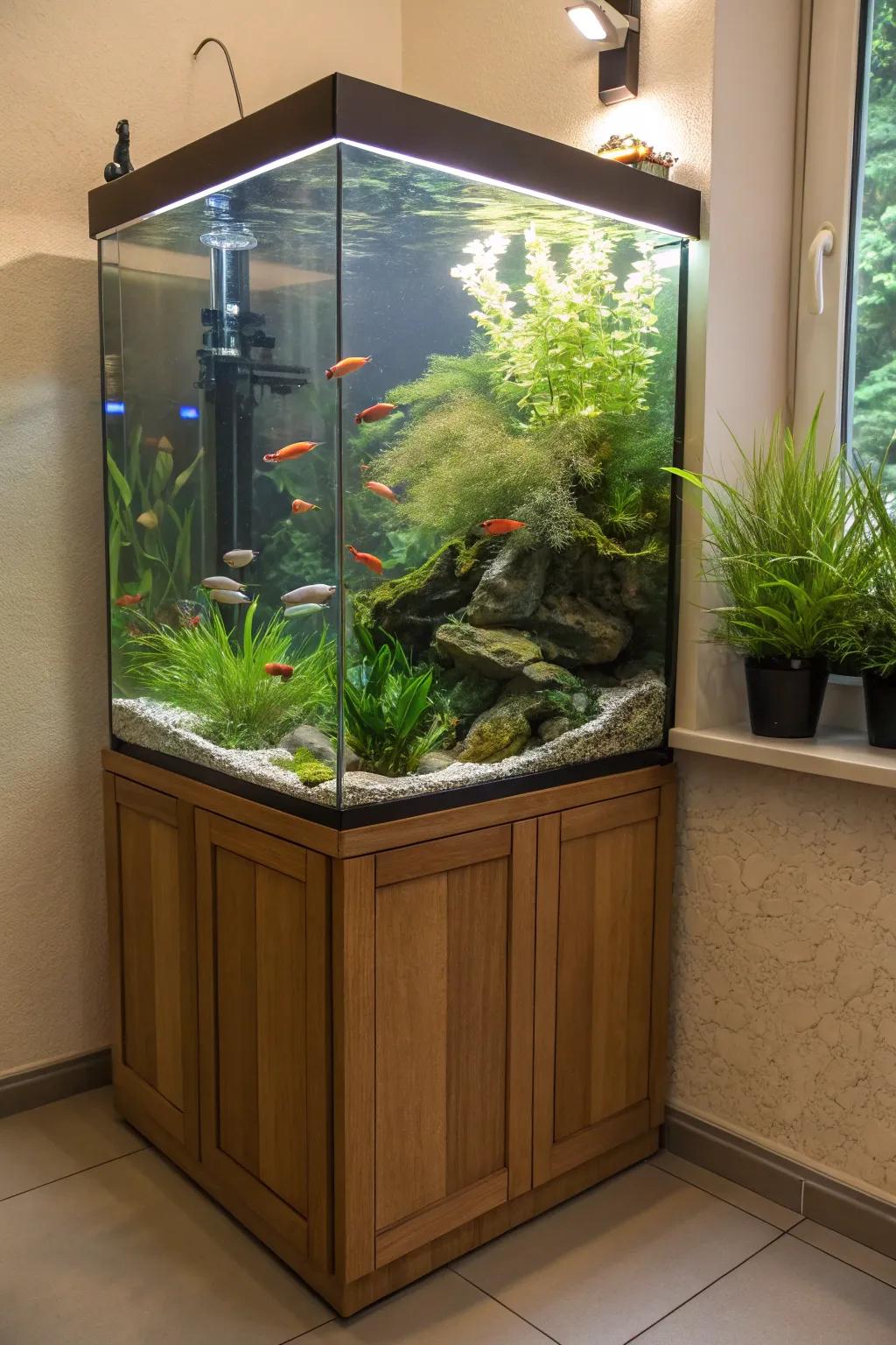 Floating effect design gives a magical touch to your tank.