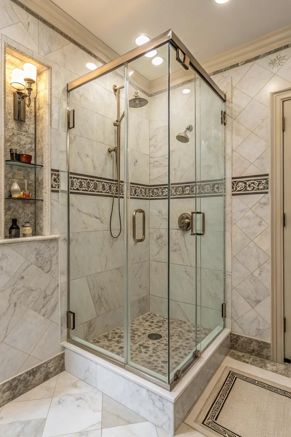 Faux marble appearance provide opulence and ease of maintenance.