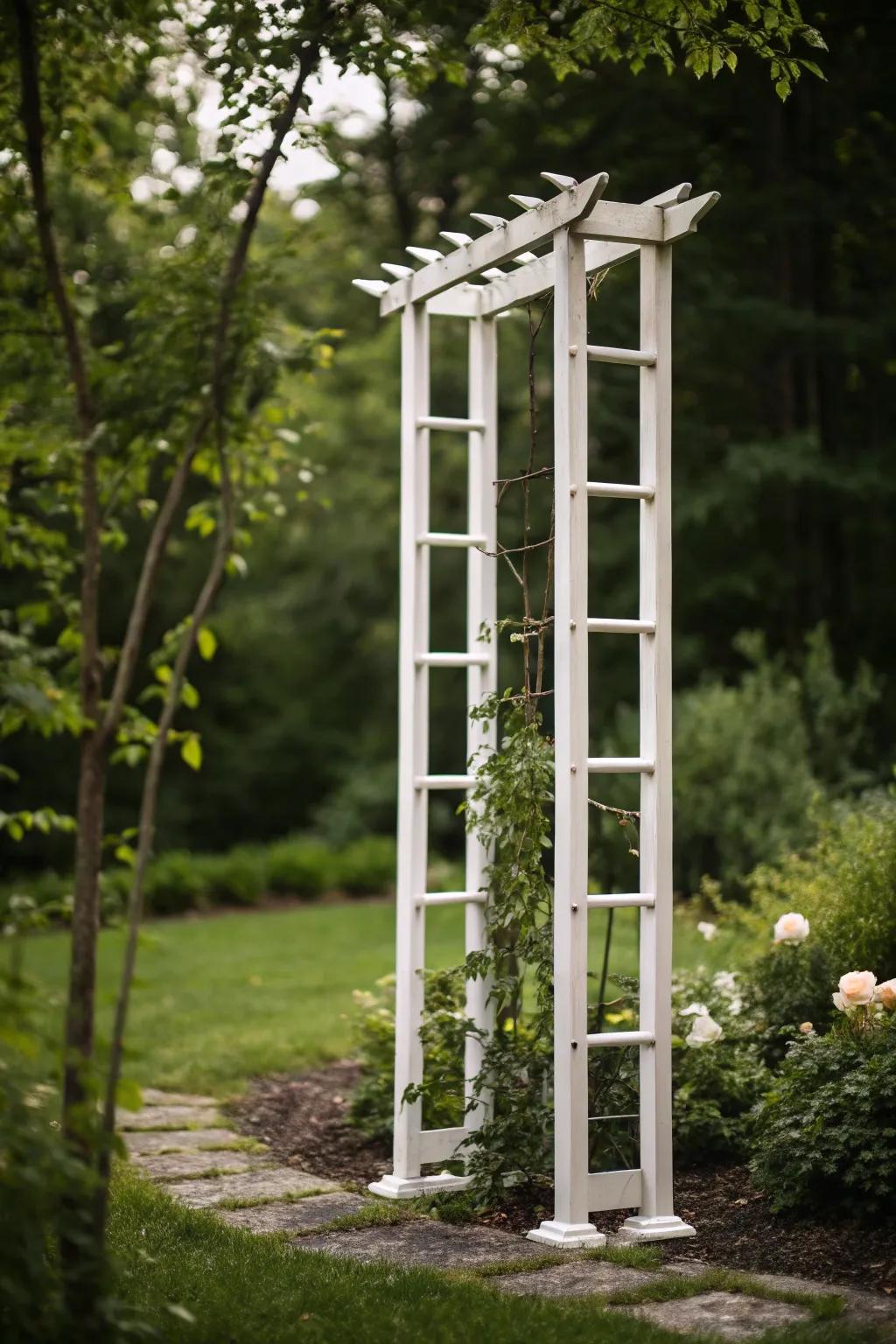 A chic minimalist trellis design in a modern garden.
