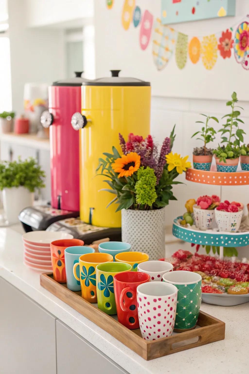 A splash of color brings energy to your coffee area.