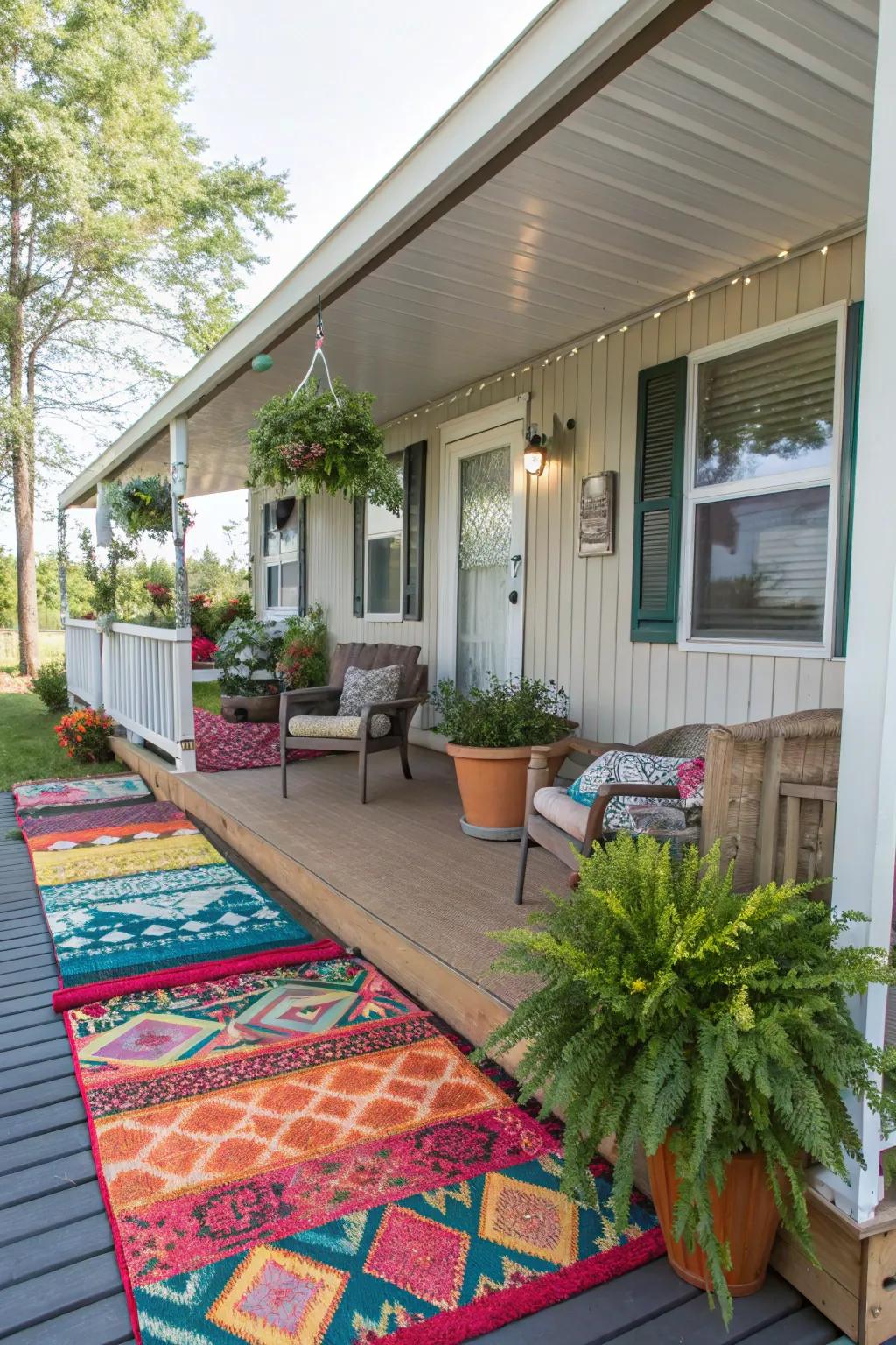 Exterior weaves infuse your porch with color and comfort.