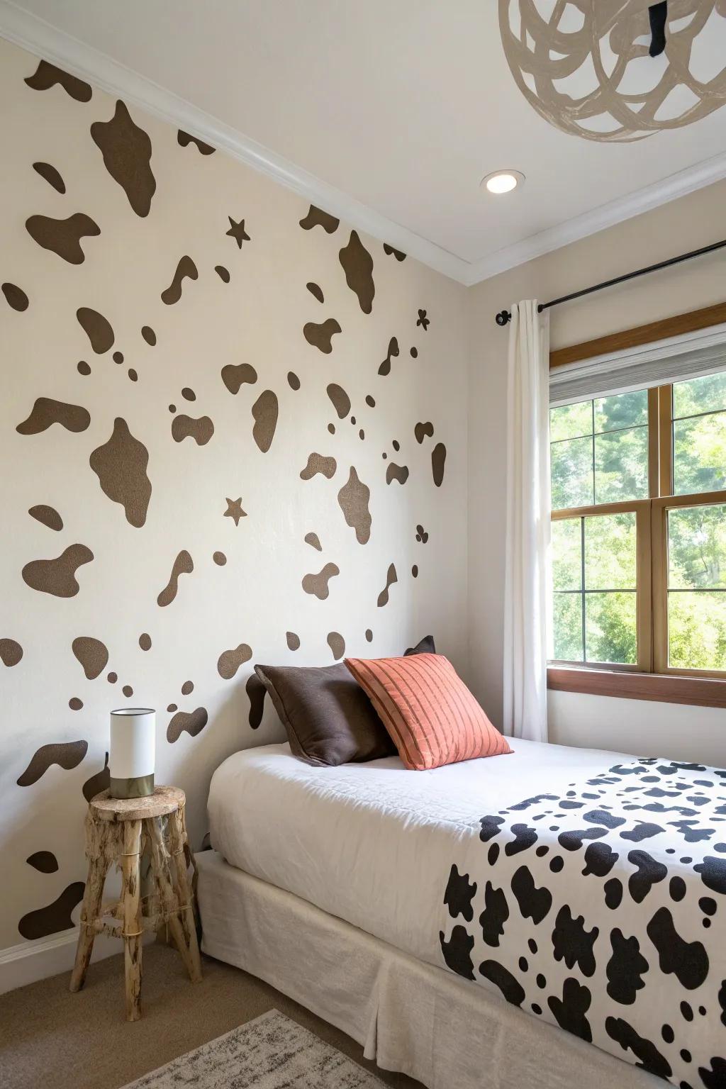 Cow print wall decals make for a simple and stylish update.