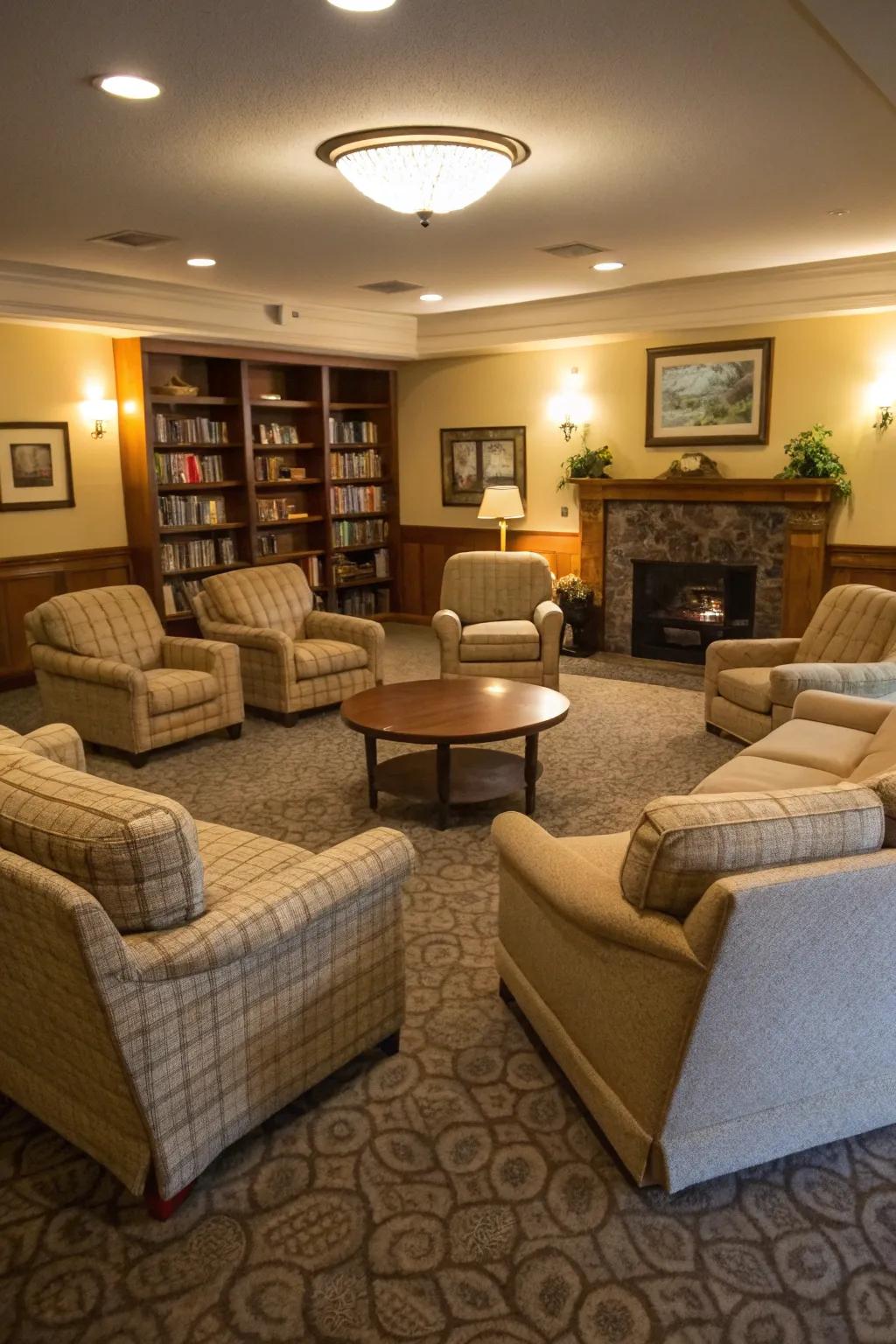 An arrangement that promotes conversation encourages a closer atmosphere.