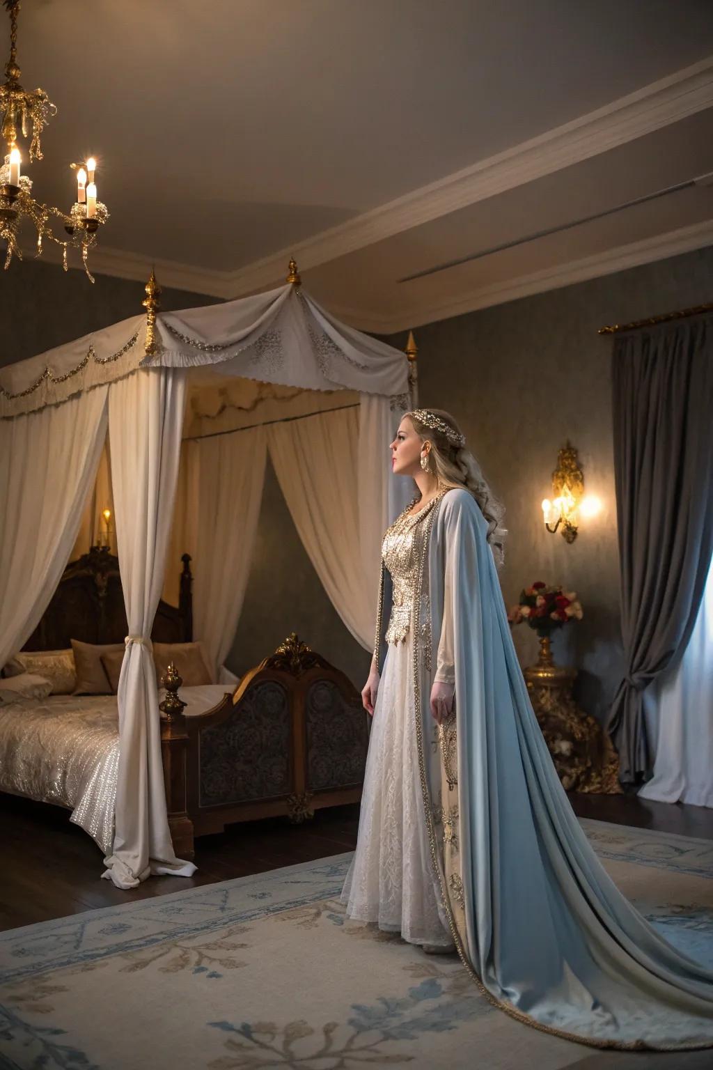 An imaginary garment fashions a capricious boudoir vista.