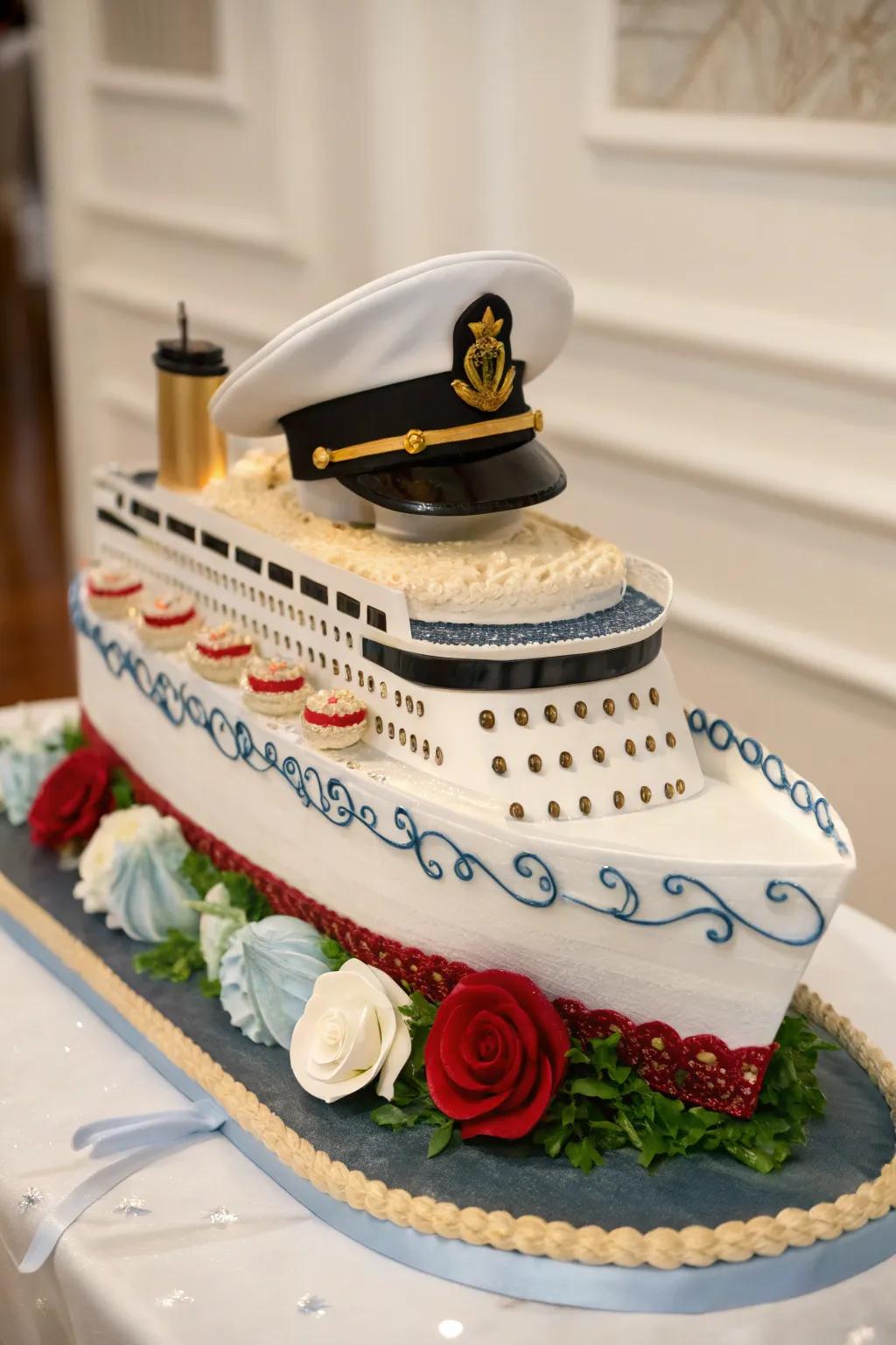 A consume-able commanding officer's cap makes for a commanding dessert decoration.