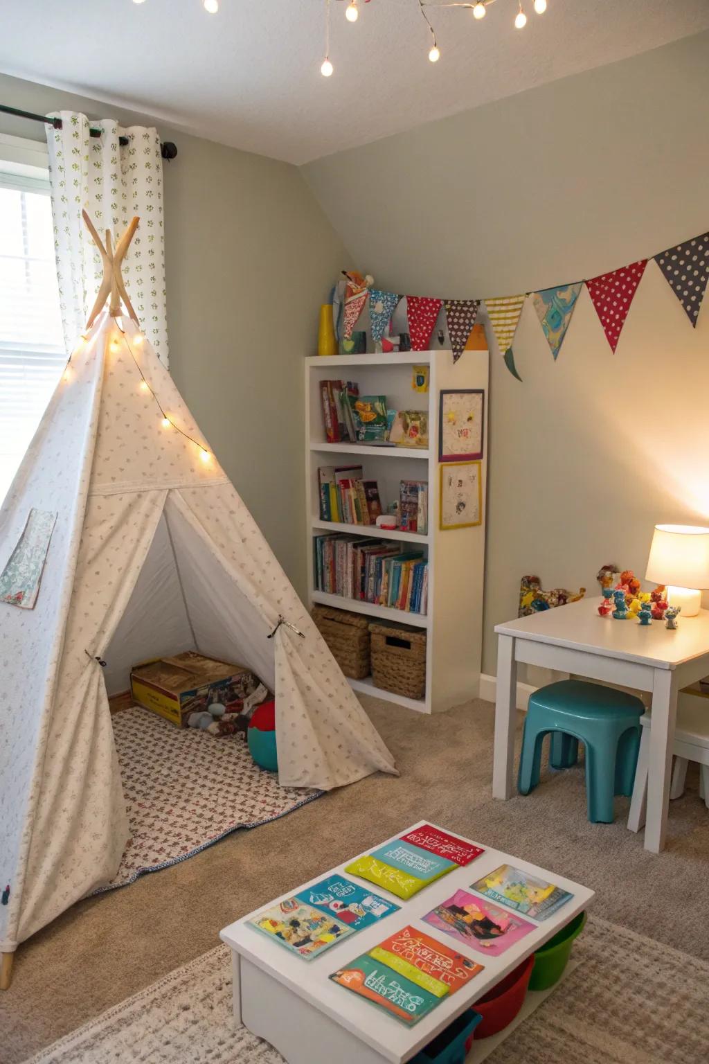 An interactive play zone fosters inventiveness and enjoyment.