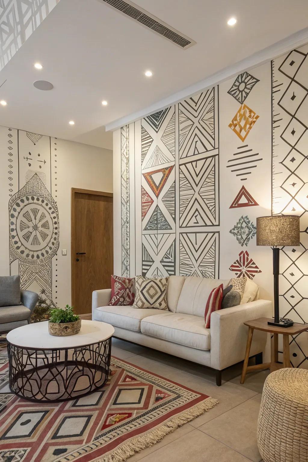 Angular tessellations injecting contemporary structure into a gathering area.