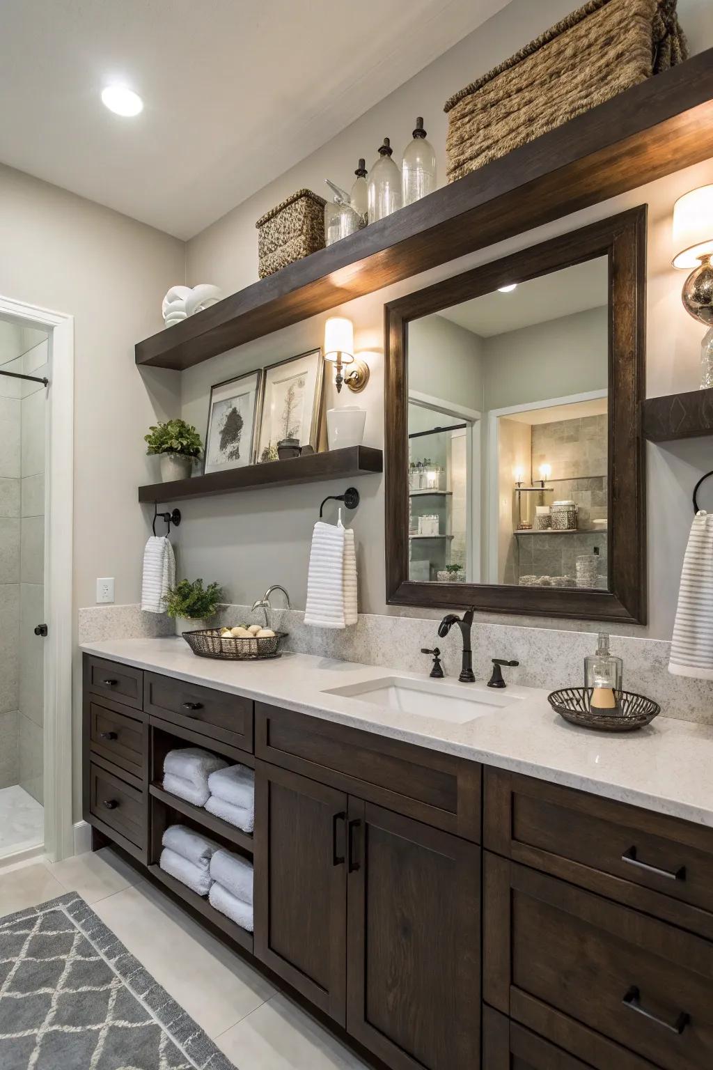 Chic Bathrooms With Dark Wood Accents Light And Layer Chic Bathrooms With Dark Wood Accents Light And Layer