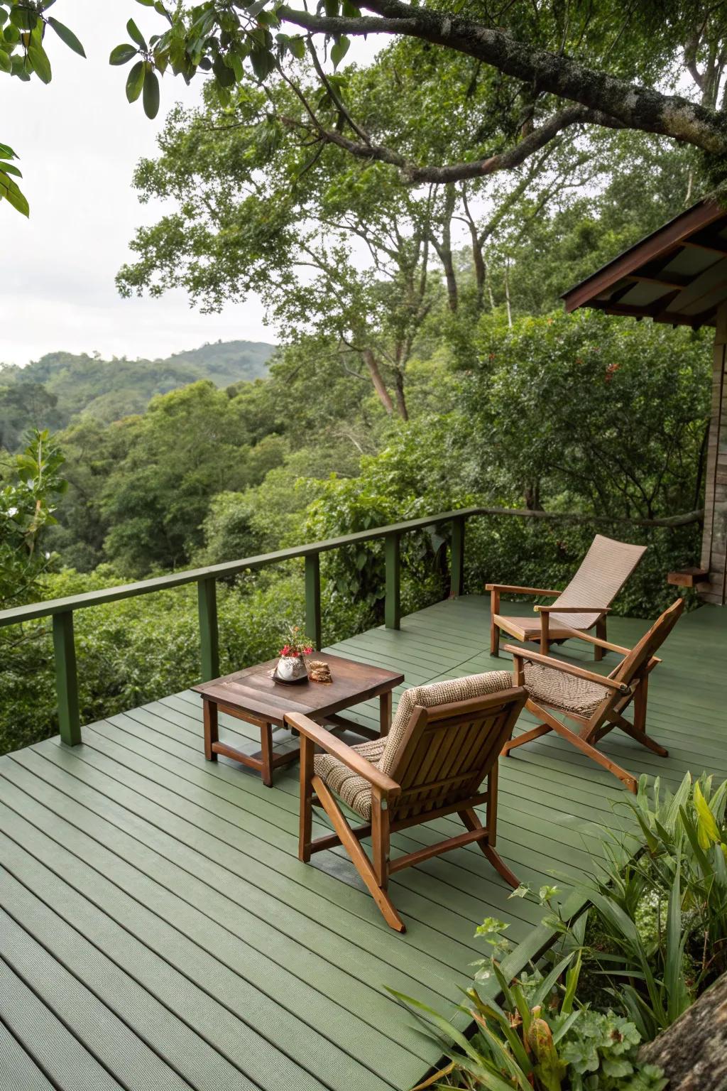 Verdant decks harmonize beautifully with natural settings.