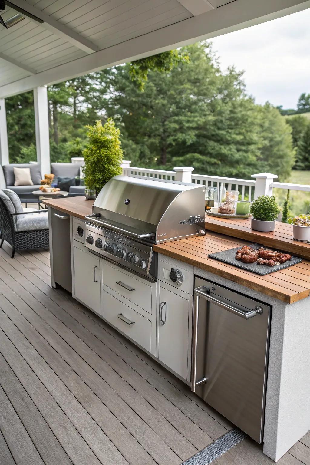 An outdoor kitchen turns this deck into a perfect spot for culinary adventures.