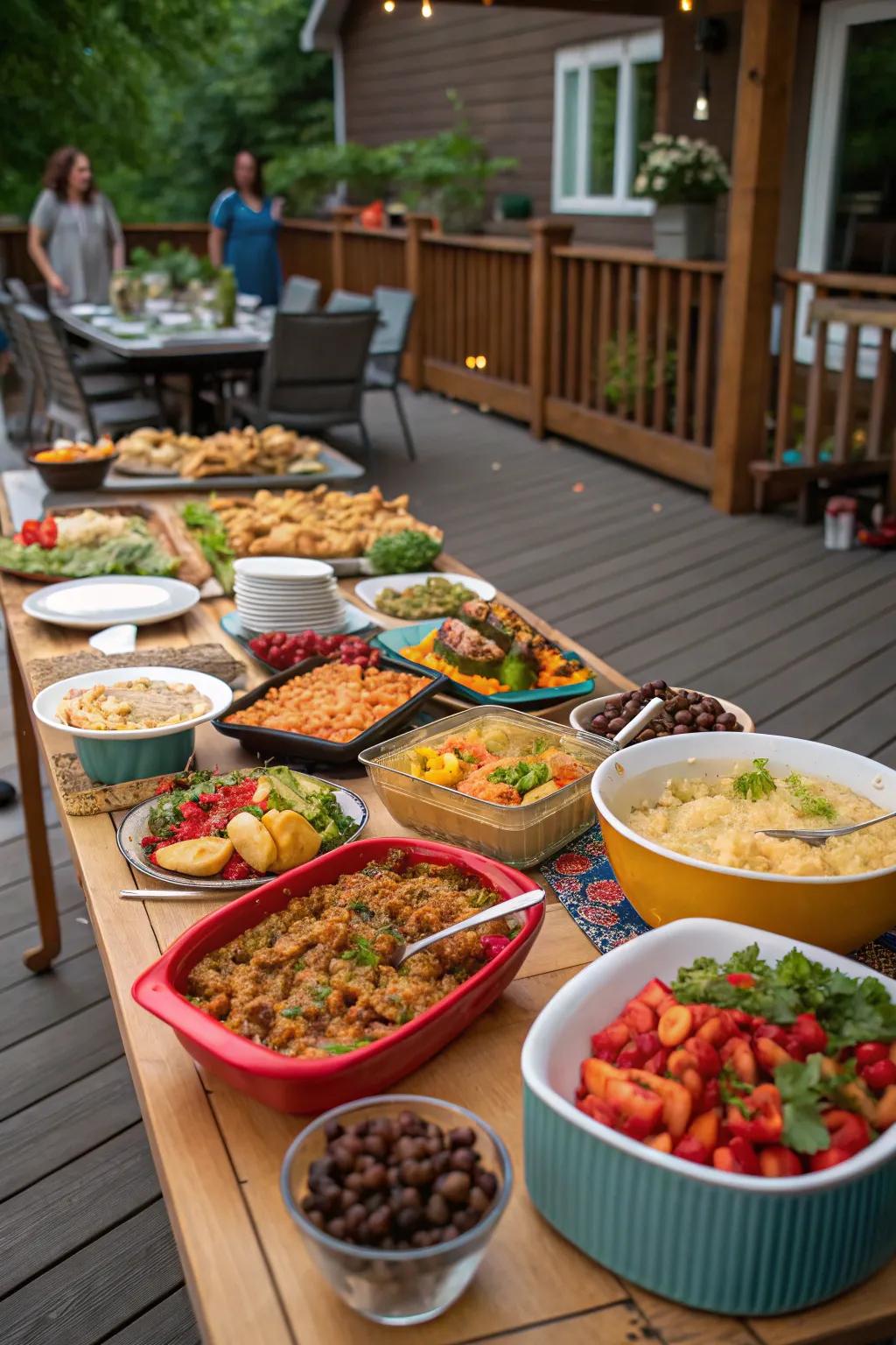 A community dinner brings diverse flavors and a sense of community.