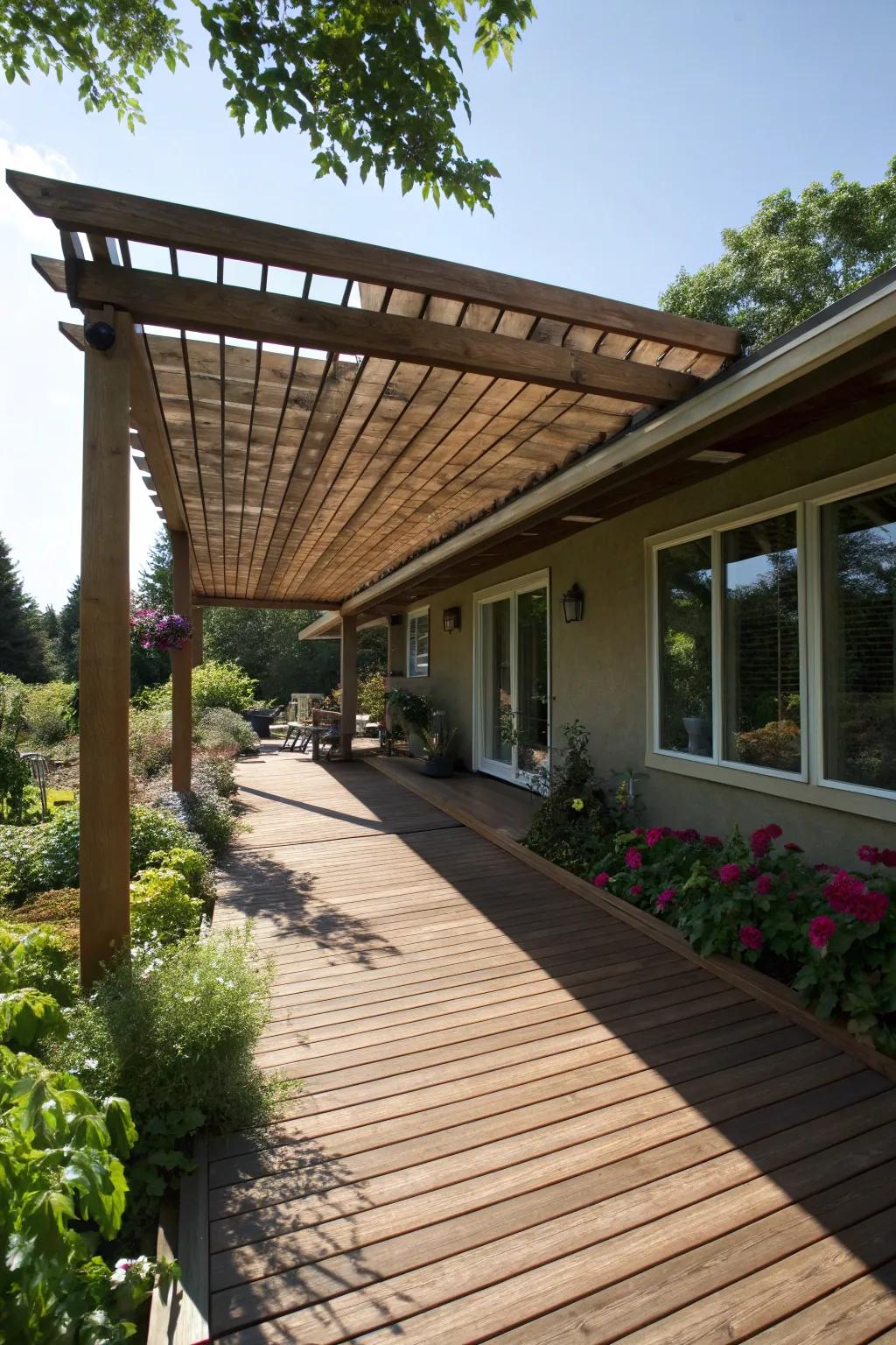 Constructed overhangs present resilient and integrated shading answers.