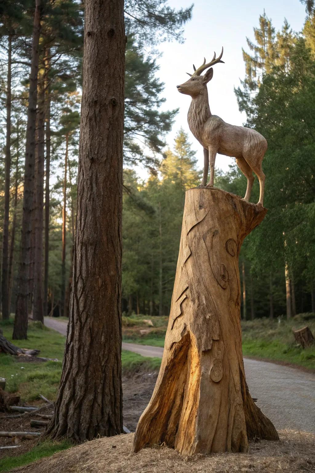 Highlight your artistic talent with a sculpted tree stump.