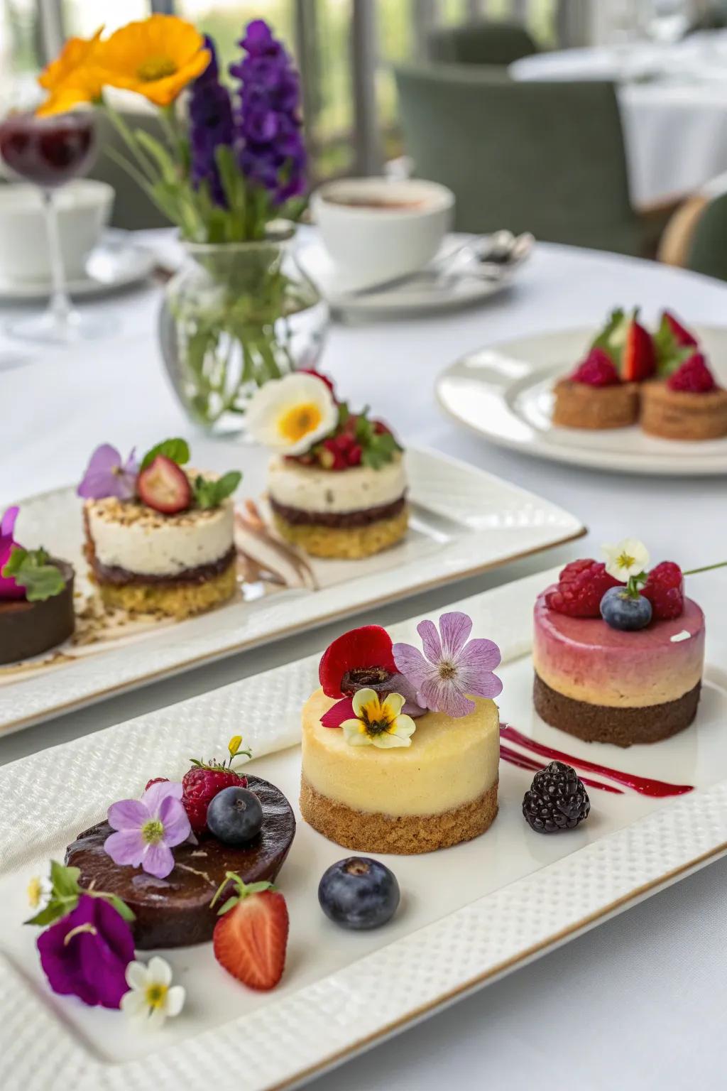 Sophisticated desserts with a hint of floral beauty.