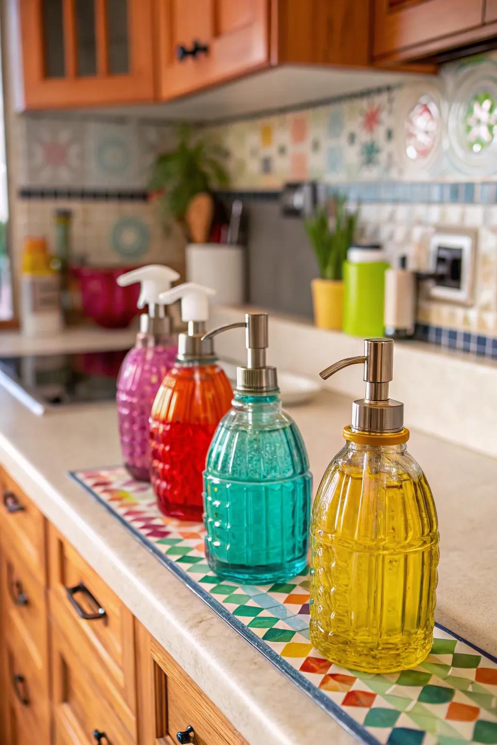 Vibrant glass applicators contribute a playful burst of color.