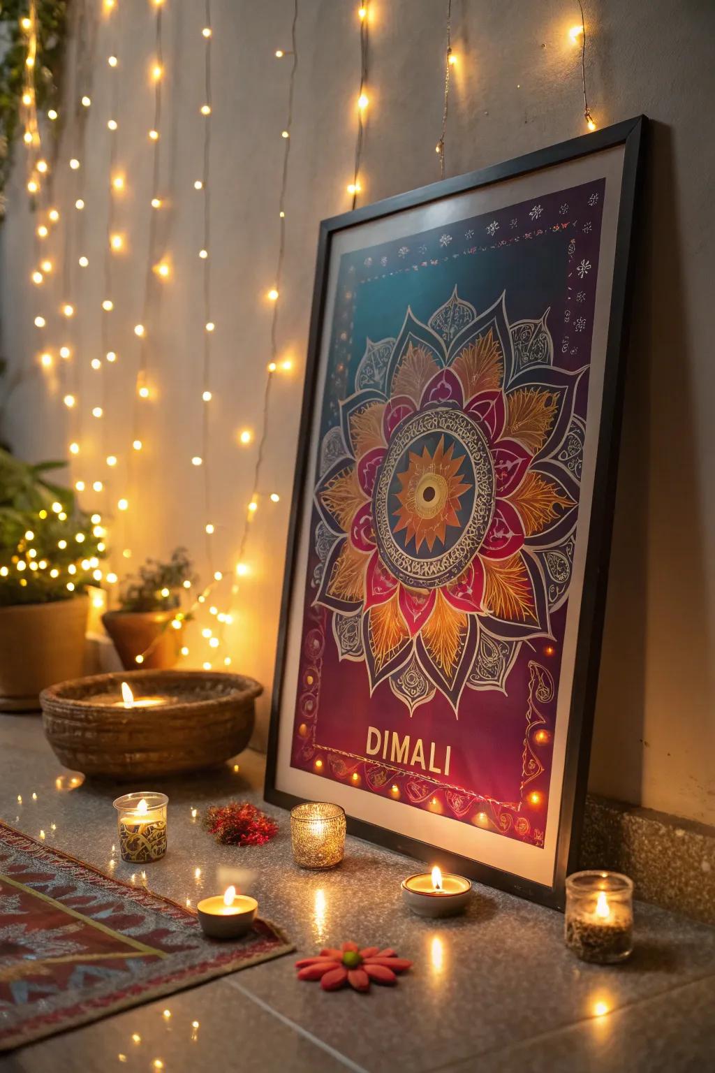 A mystical glow Diwali poster with enchanting lighting.