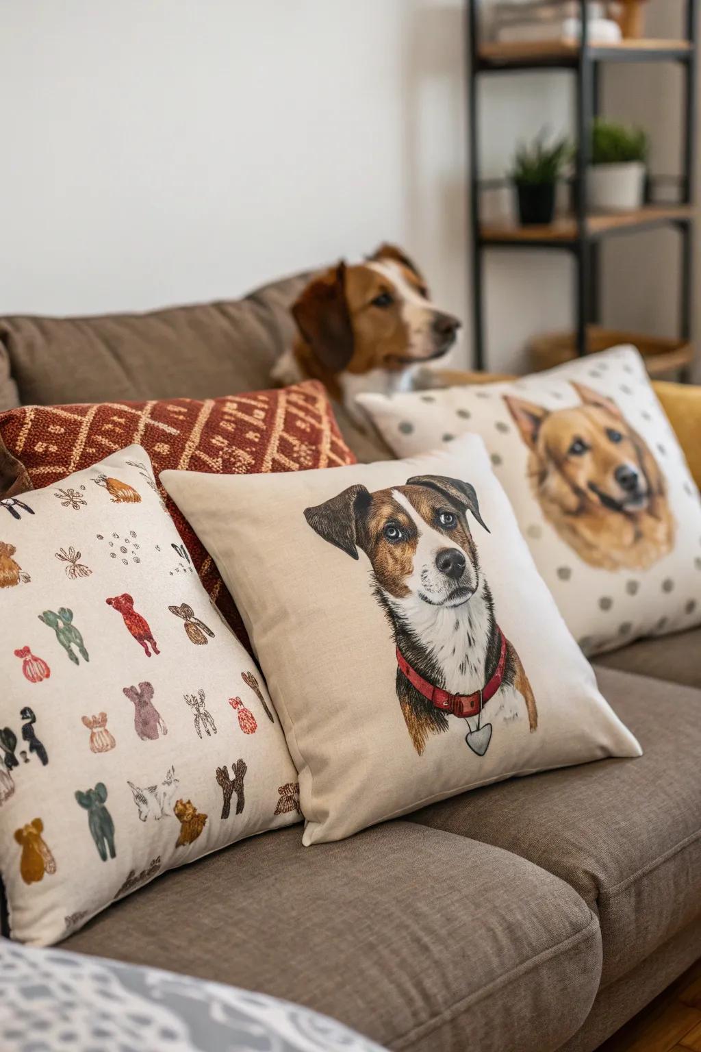Cozy up with delightful dog-inspired pillows.