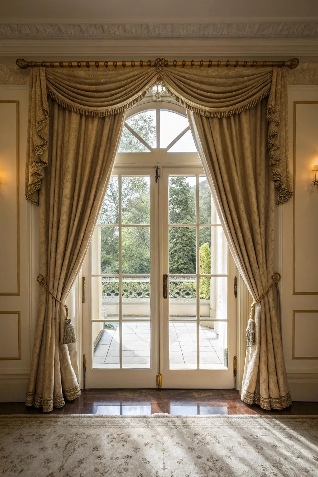 Elevate doors with elegant curtain solutions.